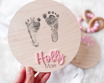Hospital Footprint Sign, Baby Footprint Name Sign for Hospital, Birth Announcement Sign, Newborn Name Wood Sign, Baby Birth Stats Sign,
