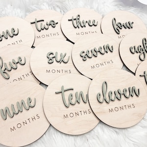 Tarjetas de hitos mensuales para bebés, letreros fotográficos con el mes del bebé, marcador de hitos mensuales, regalo para baby shower, hitos de bebé personalizados en madera
