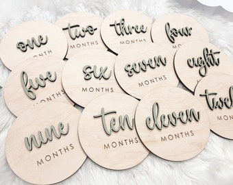 Baby Monthly Milestone Cards, Baby Month Photo Signs, Monthly Milestone Marker, Baby Shower Gift, Personalized Baby Milestone Wood