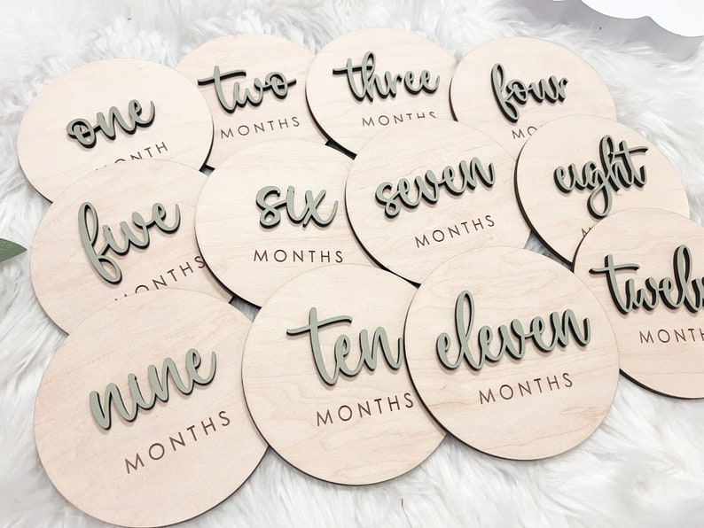 Baby Monthly Milestone Cards, Baby Month Photo Signs, Monthly Milestone Marker, Baby Shower Gift, Personalized Baby Milestone Wood image 2