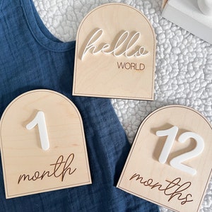 Baby Monthly Milestone Marker, Baby Month Signs, Interchangeable Wooden Milestone Cards, Gift for Baby Shower Gift, Newborn Photo Prop image 3