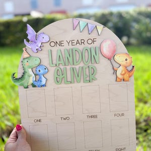 Dinosaurier Erster Geburtstag Fotobrett, Dino Thema Erster Geburtstag, Baby Junge Erstes Fotobrett, 1. Geburtstag Dinosaurier Party, 12 Monate Foto