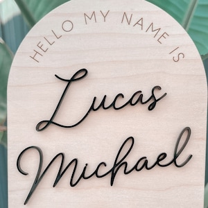 Baby Name Sign for Hospital, Personalized Newborn Name Wood Sign, Birth Announcement Sign, Hello My Name Is Baby Hospital Sign