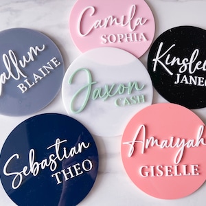 Geburtsankündigung Zeichen, Baby Namensschild für Krankenhaus, Krankenhaus Namensschild, Neugeborenen Namensschild, Kinderzimmer Dekor, 3D Krankenhaus Name Acryl Schild