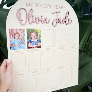 My School Years Picture Board, School Years Picture Frame preschool to Graduation, Frame for School Wallet Photos, Graduation Party Sign image 3