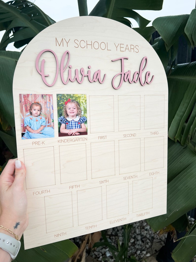 My School Years Picture Board, School Years Picture Frame preschool to Graduation, Frame for School Wallet Photos, Graduation Party Sign image 3