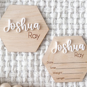 Birth Stats Announcement Sign, Baby Name Announcement Sign, 3D Hospital Name Wood Sign, Newborn Photo Prop, Engraved Baby Name Sign,