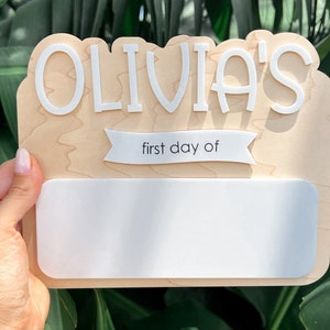 Personalized My First Day of Sign, Reusable Back to School Board, Last Day of School, Board Photo Prop, Sign for School Pictures
