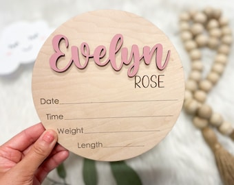 Baby Namensschild für Krankenhaus, Geburtsanzeige Zeichen, Geburtsdaten Zeichen, Krankenhaus Namensschild, Neugeborenen Namen Holzschild, Holzschild Name offenbaren
