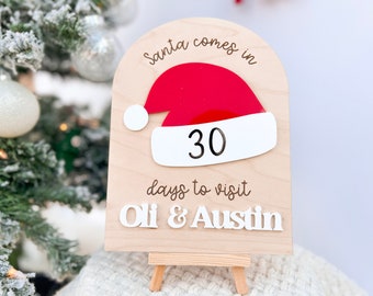 Christmas Countdown Sign, Sleeps until Santa Countdown Sign, Santa Comes To Visit, Dry Erase Sleeps Until Christmas Sign, Santa Countdown