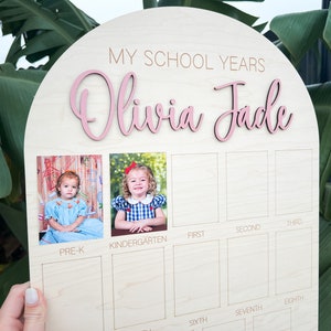 My School Years Picture Board, School Years Picture Frame preschool to Graduation, Frame for School Wallet Photos, Graduation Party Sign image 1