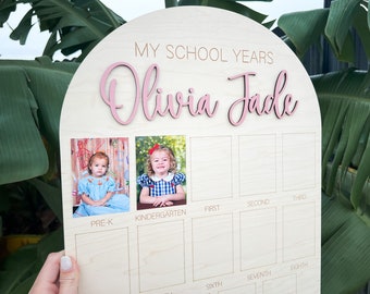 My School Years Picture Board, School Years Picture Frame preschool to Graduation, Frame for School Wallet Photos, Graduation Party Sign