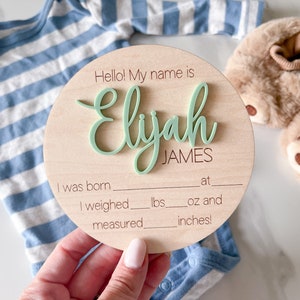 Baby Announcement Sign, Birth Announcement Sign for Hospital, Baby Name Sign, Hello My Name Is Sign, Newborn Name Sign, Birth Stats Sign