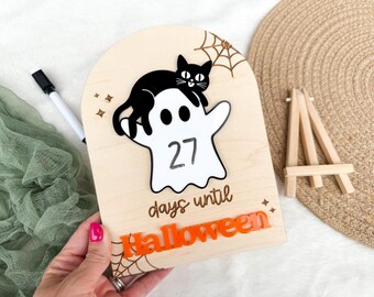 Halloween Countdown Schild, Tage bis Halloween Tafel, trocken abwischbarer Countdown bis Halloween Schild für Kinder, niedlicher Geisterdekor für Kinderzimmer