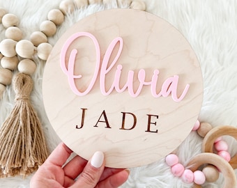 Baby Namensschild für Baby Mädchen, Geburtsanzeige Zeichen für Baby Mädchen, Krankenhaus Namensschild, Neugeborenen Name Holz Schild, Namensschild Kinderzimmer Dekor,