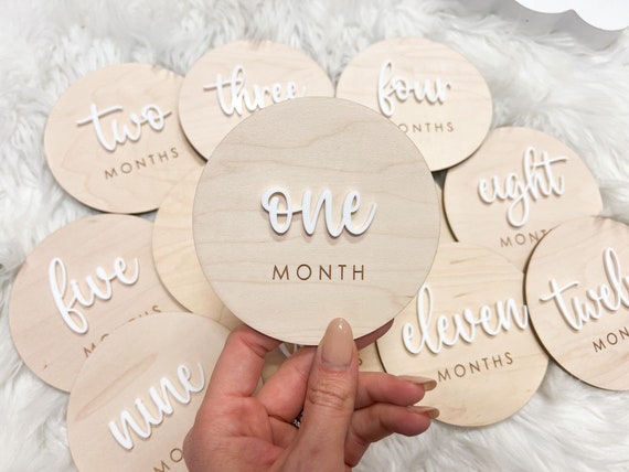 Cartes Mois Bébé En Bois – De 0 à 12 Mois – Accessoire Photo Pour Nouveau-né – Cadeau Naissance Ou Baby Shower – Style Floral Coloré