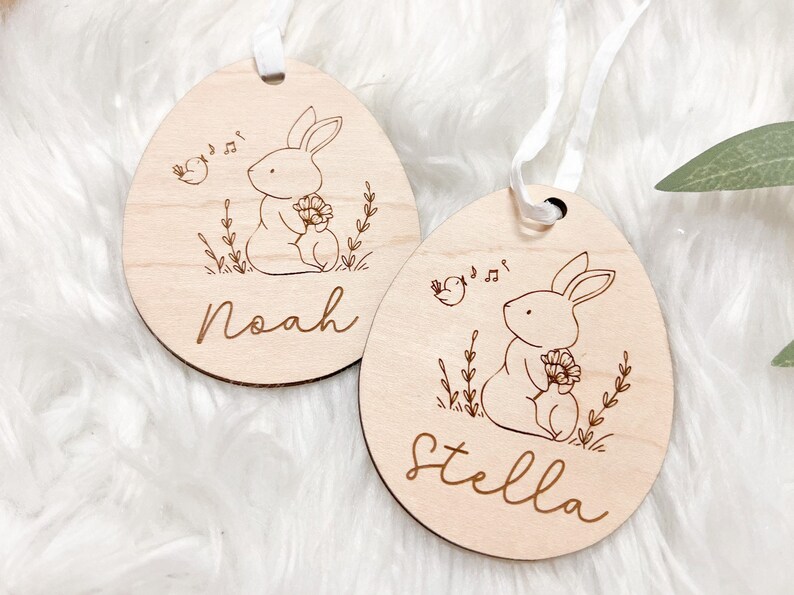 Easter Basket Tag, Easter Name Tags for Boys and Girls, Minimal Kids Easter Tag, Personalized Easter Egg Tag, My first easter basket image 1
