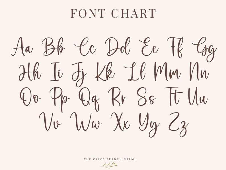 A font chart displaying the alphabet in a cursive style.  This alphabet is the one used in all out photo boards.