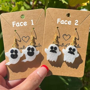 Hand Painted Ghost Earrings | Halloween Earrings | Halloween Dangle Earrings | Fun Spooky Earrings | Spooky Ghost Earrings