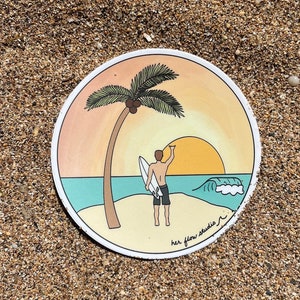 Surf Sticker | Sunset Sticker | Surfboard Sticker | Surfer Sticker | Tropical Sticker | Surfer Gifts | SUN SEEKER STICKER