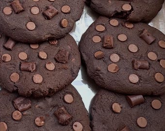 Double chocolate chip cookies Fresh baked cookies Cookie bars Nut free cookies Wedding cookies Edible gifts Chewy cookies Christmas cookies