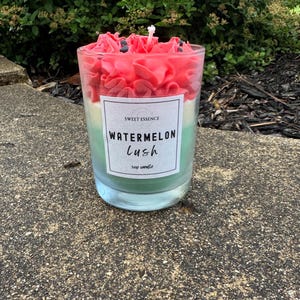 Watermelon Lush Soy Candle – 12oz | Fresh Watermelon Scent | Hand-Poured, Eco-Friendly, Clean-Burning | Summer Candle for Home & Gifts