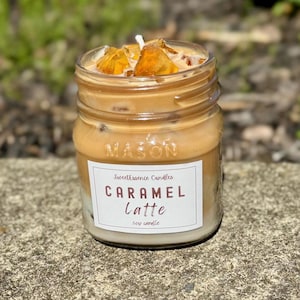 Caramel Latte Soy Candle: Coffee Scented, Hand-Poured (8oz)