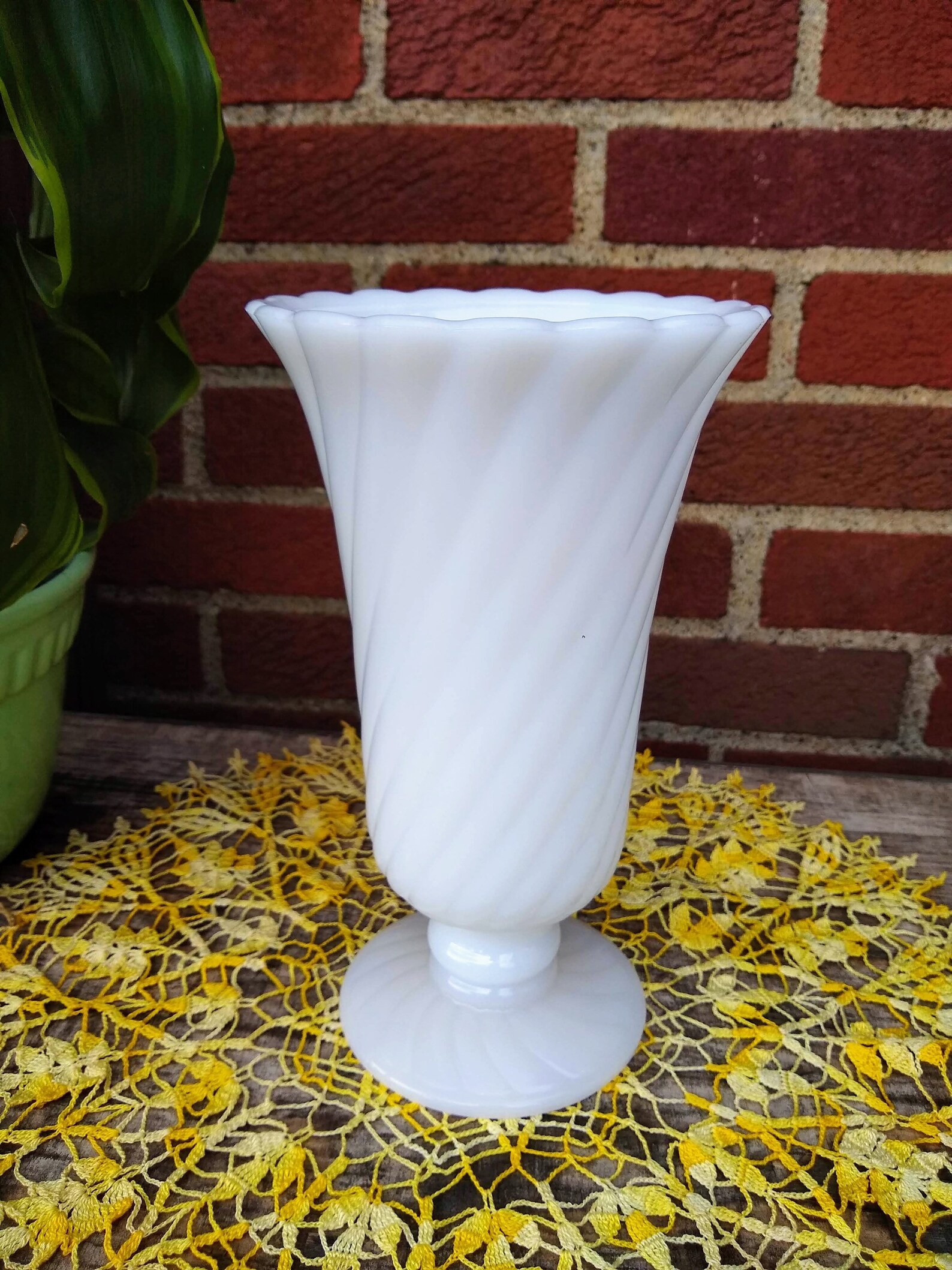 Tall Milk Glass Swirl Vase E. O. Brody 1960's Etsy