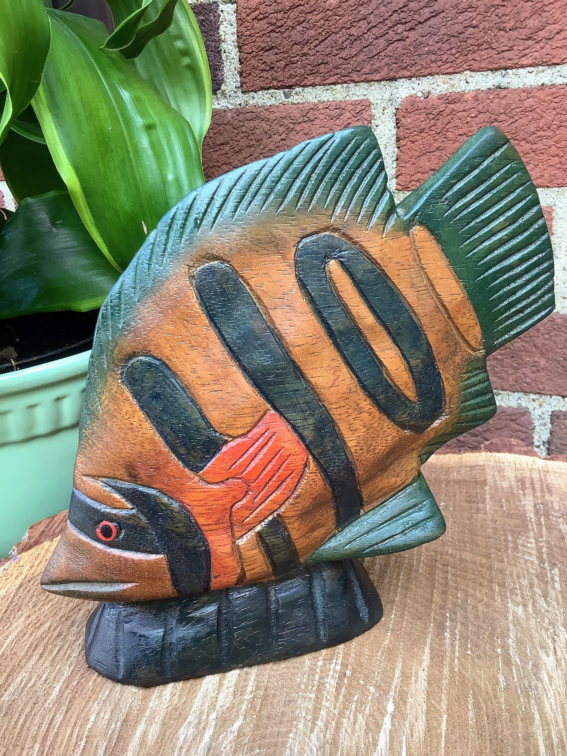 レナンドカフ YOURFACE 60's Tropical Fish Vintage Hand Carved Tropical Fish - 1960's - Tropical Souvenir - Etsy