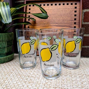 MCM Set of 4 Lemon Water Glasses / Tumblers - 1980’s