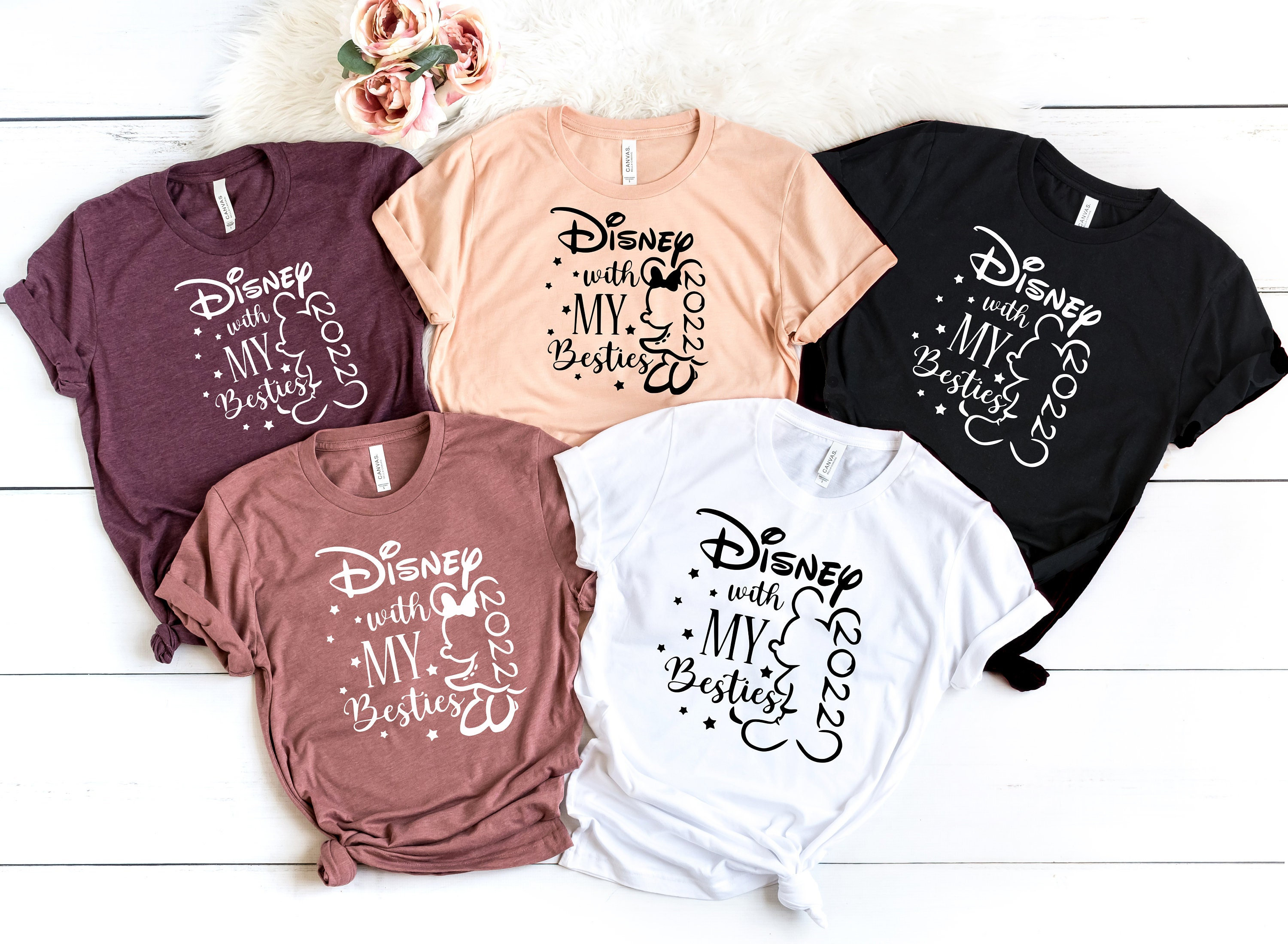 Discover 2022 Disney With My Bestie Shirt, Disney Girl Trip Shirt, Mickey Minnie Friends Shirt, Disney Shirts