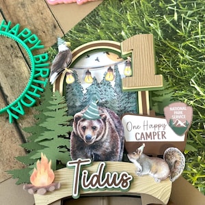 Camping Cake Topper: One Happy Camper, National Park Birthday