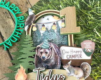 Camping Cake Topper: One Happy Camper, National Park Birthday