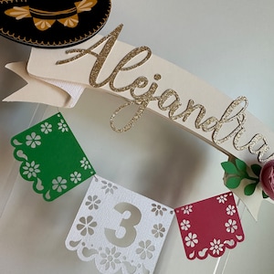 Fiesta Cake Topper Fiesta Party Decorations Papel Picado Mariachi Birthday Cinco de Mayo Birthday Sombrero
