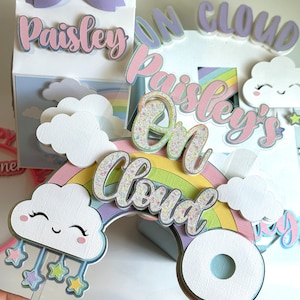 On Cloud 9 Cake Topper Cloud 9 3D Number Cloud Nine Birthday Set Pastel Cloud 9 Party Clouds Birthday Rainbow Party Cloud nine