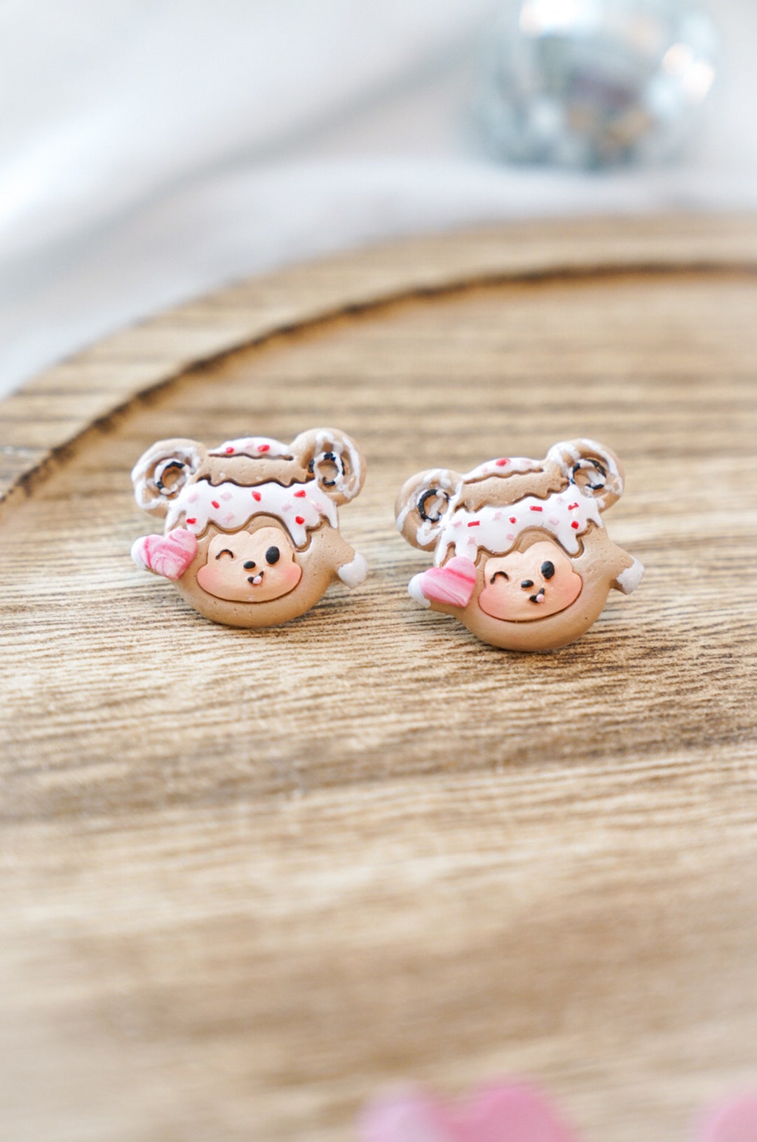 Cinnamon Roll Mickey Munchling Earrings Valentine Earrings Kawaii