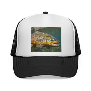 Trucker Caps - Brown Trout Fly Fishing Hat, Outdoor Dad Cap, Adjustable Snapback, Fisherman Gift, Camping Baseball Cap, Wildlife Lover Hat