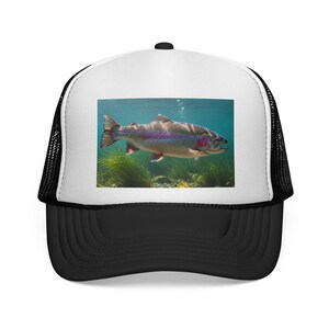 Rainbow Trout Trucker Cap, Fly Fishing Hat, Fishing Hat, Fishing Cap, Outdoorsman Gift, Dad Gift, Outdoor Apparel, Fisherman Hat