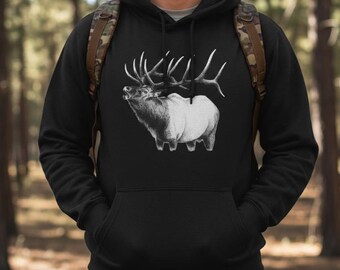 Elk Graphic Fleece Hoodie: Cozy Wildlife Pullover
