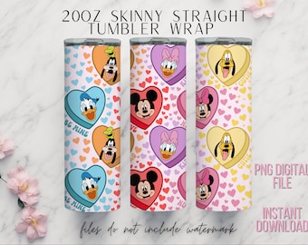 Mickey Valentine’s Day 20oz Tumbler Wrap, Tumbler Wraps, Full Size Wrap, Mickey & Friends Tumbler Wraps, Valentine’s Day Tumbler Wraps
