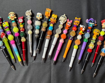 Doorable Pens, Autograph Pens, Beadable Pens, Beaded Accessories, Stitch, Halloween, Pooh Bear, Tigger, Hei Hei, Jessie