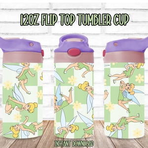 Tinkerbell 12oz Tumbler Wrap, 12oz Flip Top Tumbler, Full Wrap Size, Sublimation Design, Cartoon Tumbler Wrap, Kids Sippy Cup, Tinkerbell