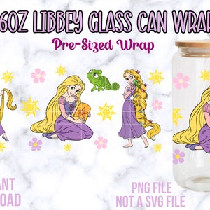 Rapunzel Libbey Wrap PNG, 16oz Libbey Glass Can Wrap, Rapunzel Tumbler Wrap, Cartoon Can Wrap, Rapunzel Wrap PNG, 16oz PNG Wraps