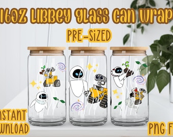 WALL·E 16oz Libbey Glass Can Wrap, 16oz Libbey Glass Can Wraps, WALL·E PNG Wrap