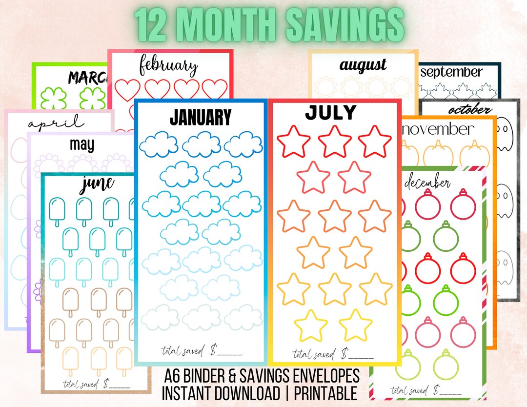 Monthly Savings Challenge, Savings Budget Binder, Savings Cash ...