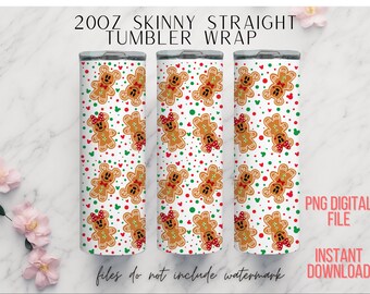 Gingerbread Mickey Wrap, Christmas 20oz Tumbler Wrap, Christmas Mickey png, Tumbler Wraps, Full Size Wrap, 20oz png Wraps, Christmas Minnie