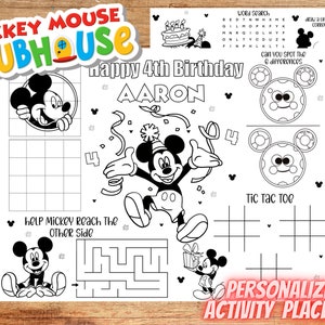 Mickey Mouse Coloring Pages, Mickey Mouse Activity Mats