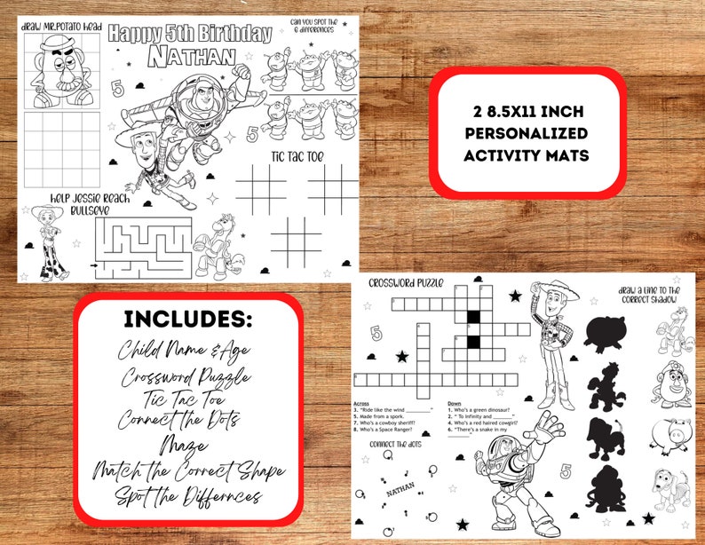 Toy Story Coloring Pages, Toy Story Activity Mats Etsy