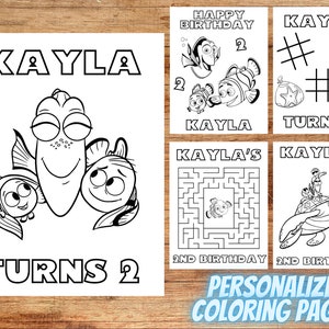 Finding Nemo Coloring Pages, Finding Dory Coloring Pages, Finding Nemo Party Favors, Finding Dory Party Favors, Customizable Coloring Pages