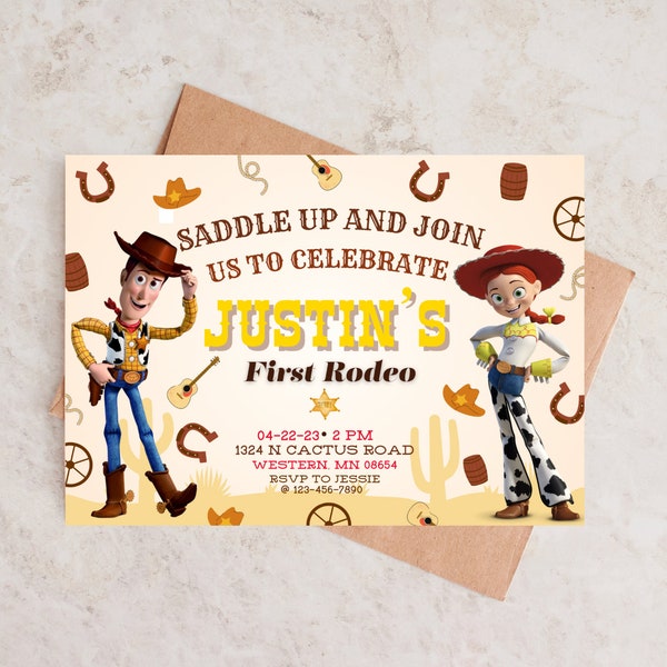 Woody First Rodeo Invite Toy Story First Rodeo Party - Etsy